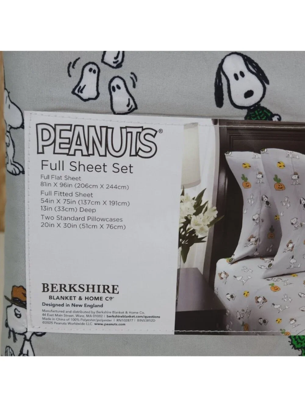 Peanuts Snoopy Cowboy Halloween Full Double Sheet Set By Berkshire Light Gray